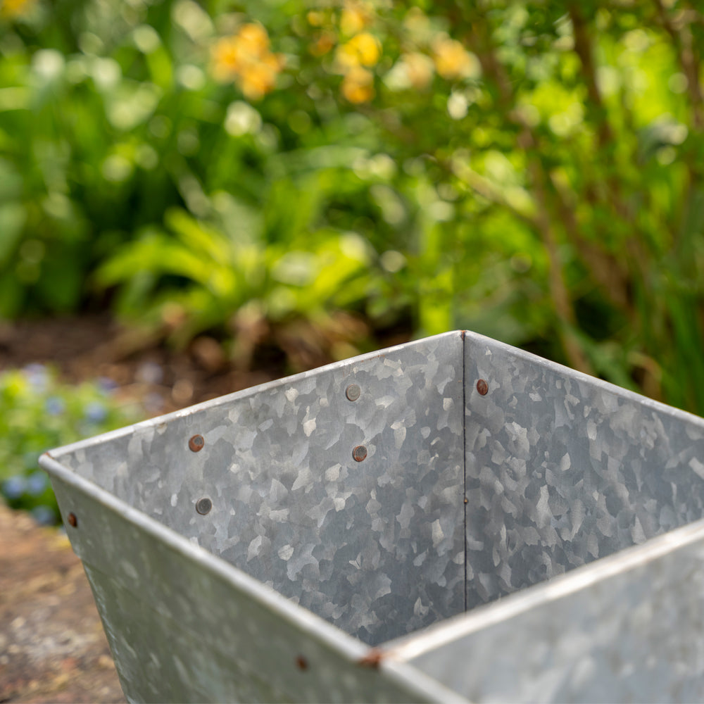 Three Galvanised Connected Planters.