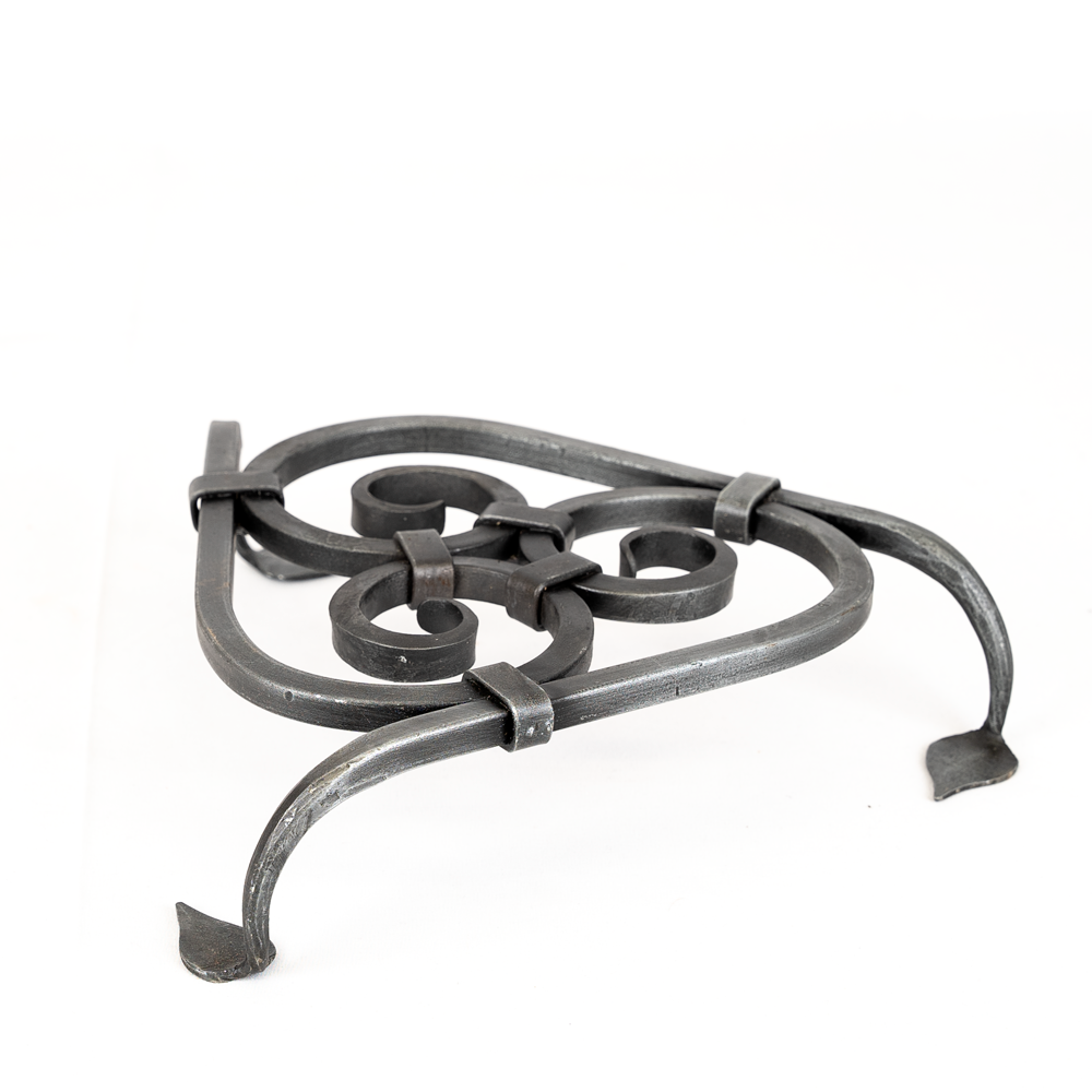 Hand Forged Triskelion Scroll Metal Kitchen Trivet.
