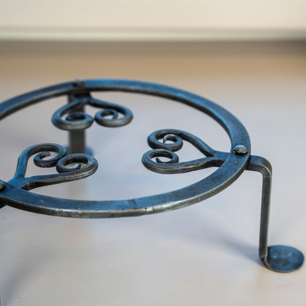 Hand Forged Metal Heart Shaped Kitchen Trivet.
