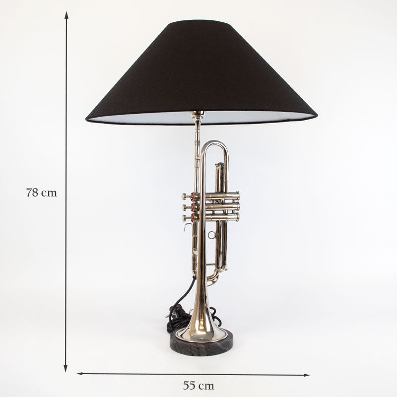 Trumpet Lamp With Black Shade.