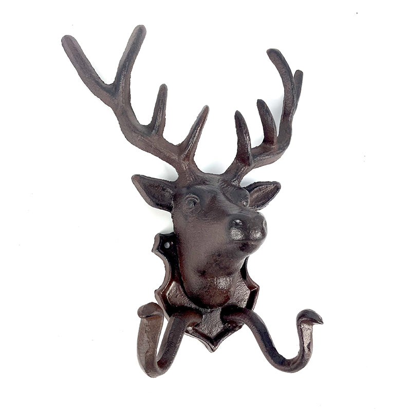 Cast Iron Deer Head Hook Coat Rack.