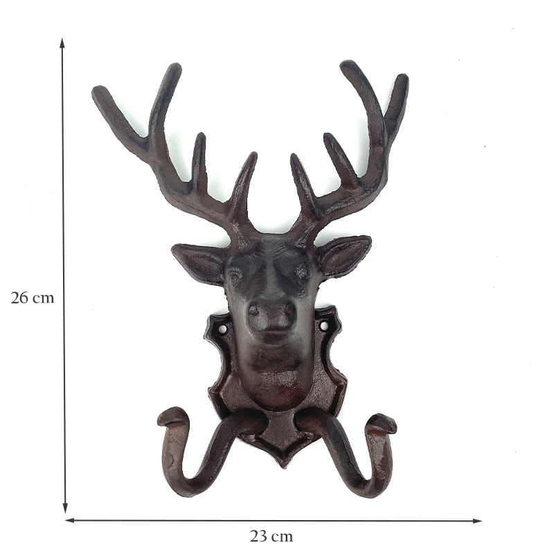Cast Iron Deer Head Hook Coat Rack.