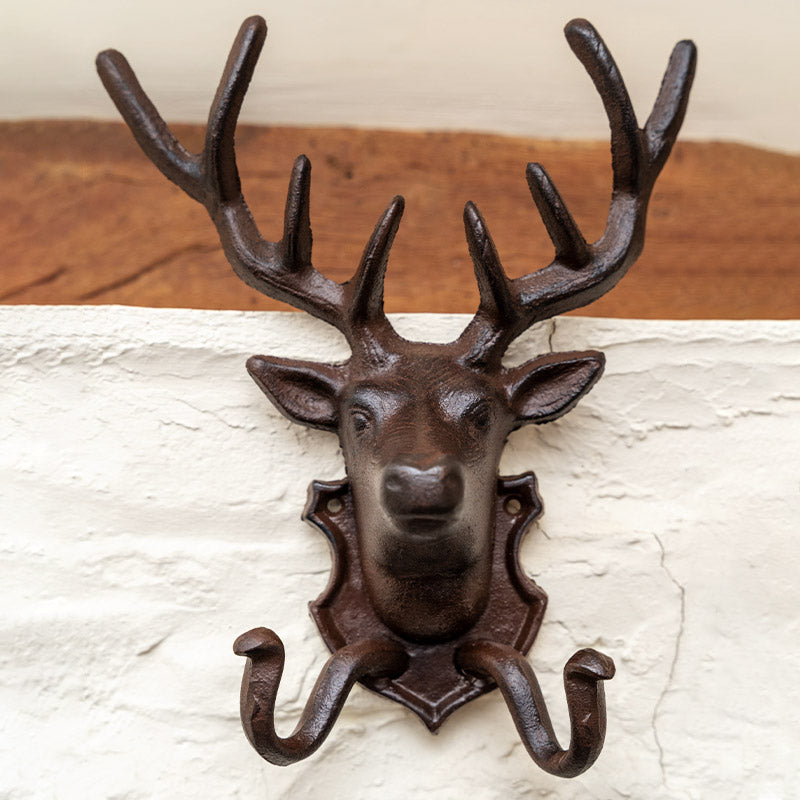 Cast Iron Deer Head Hook Coat Rack.