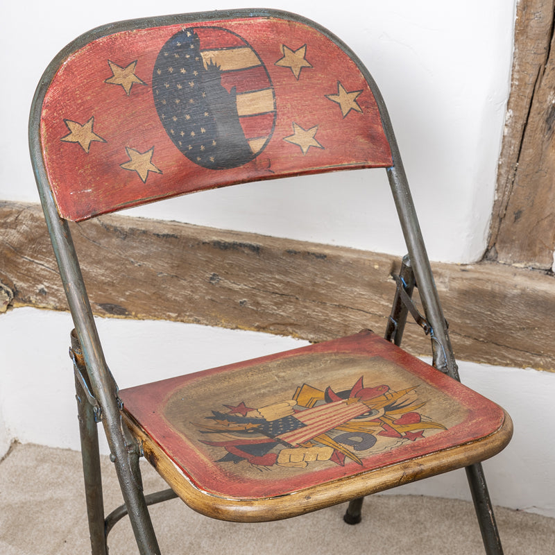 Vintage Folding Chair Hand Painted Industrial Style.