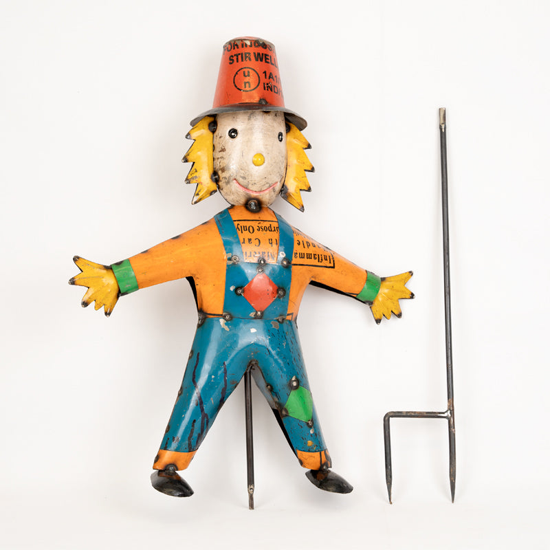 Handmade Recycled Tin, Metal Garden Scarecrow.