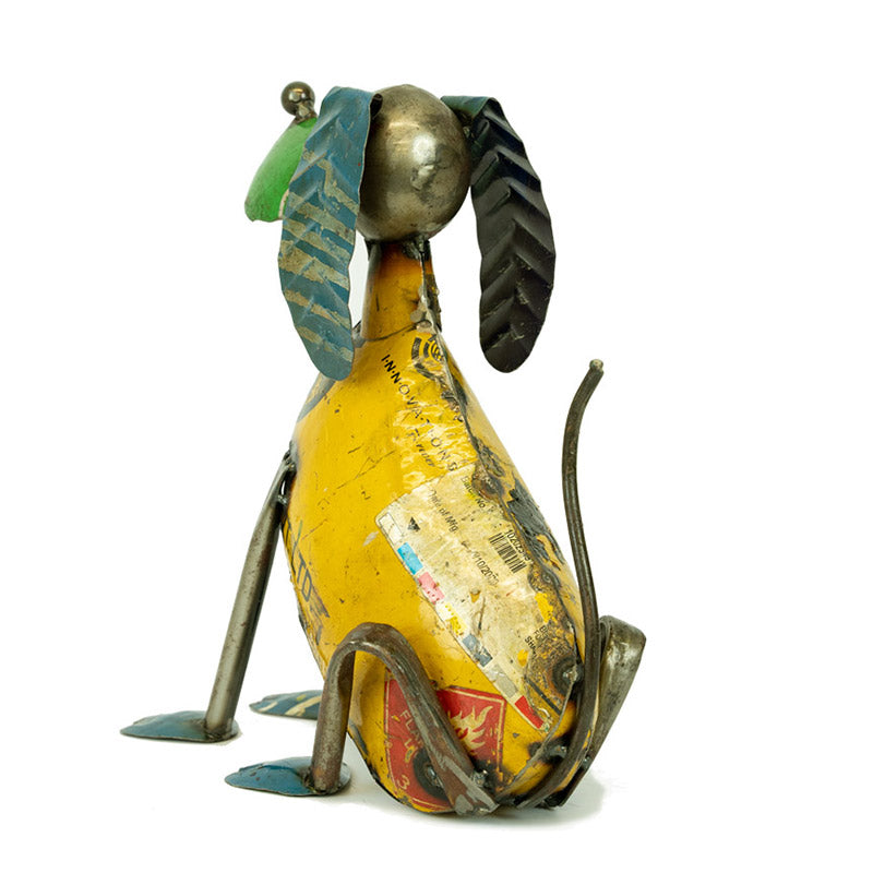 Upcycled Sitting Dog Statue.