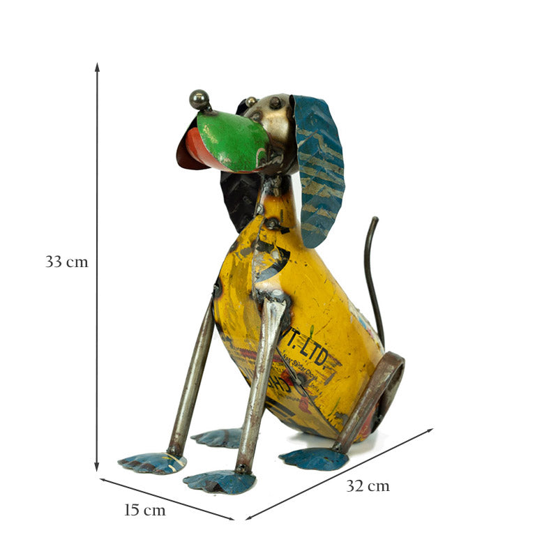 Upcycled Sitting Dog Statue.