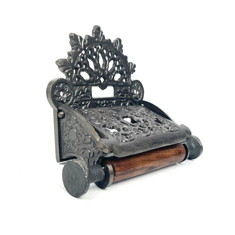 Victorian Style Cast Iron Toilet Roll Holder.
