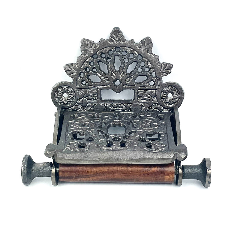 Victorian Style Cast Iron Toilet Roll Holder.
