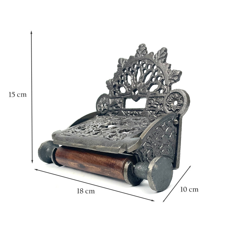 Victorian Style Cast Iron Toilet Roll Holder.