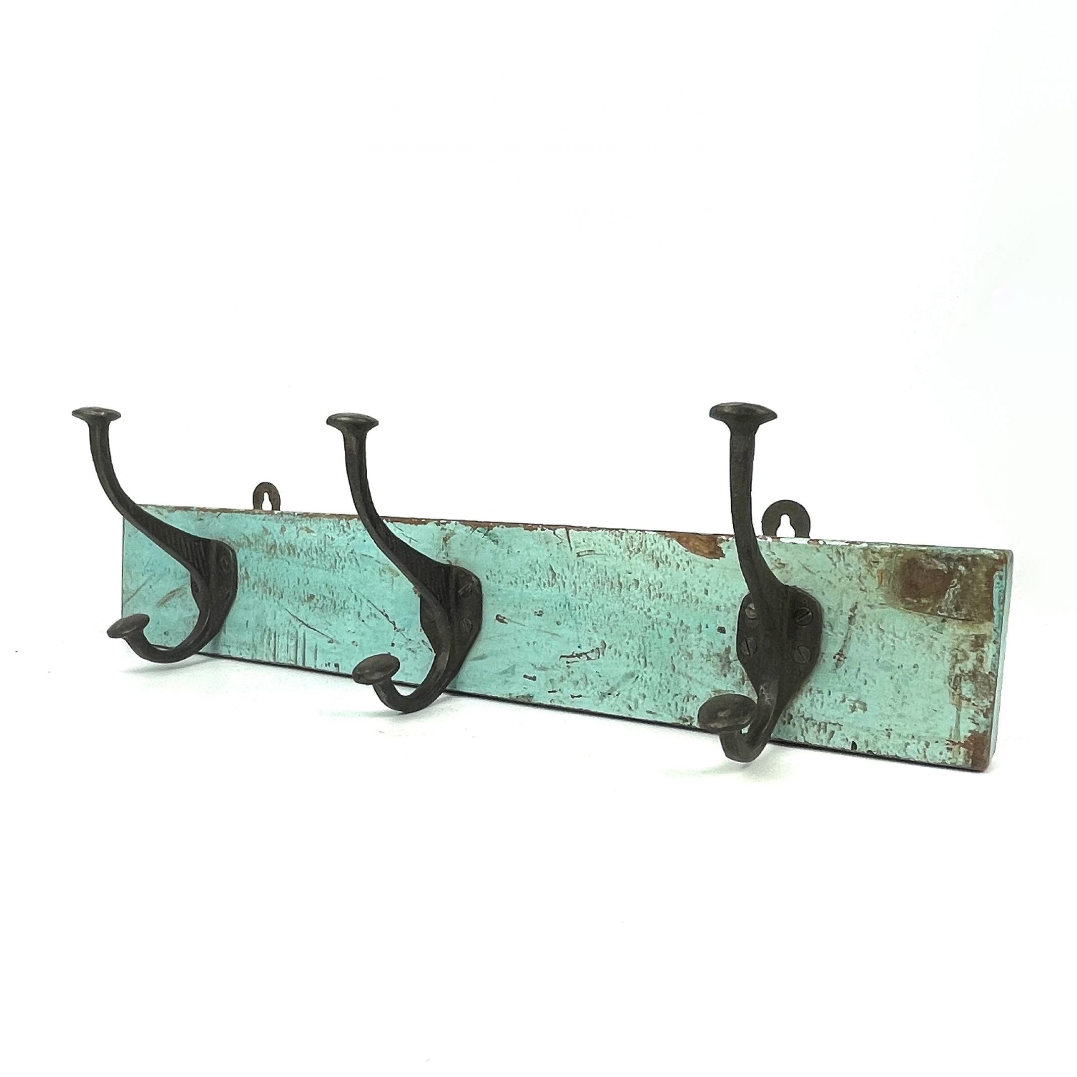 Decorative Vintage Coat Hooks on Wood Base.