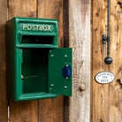Green Wall Mounted Letter Box.