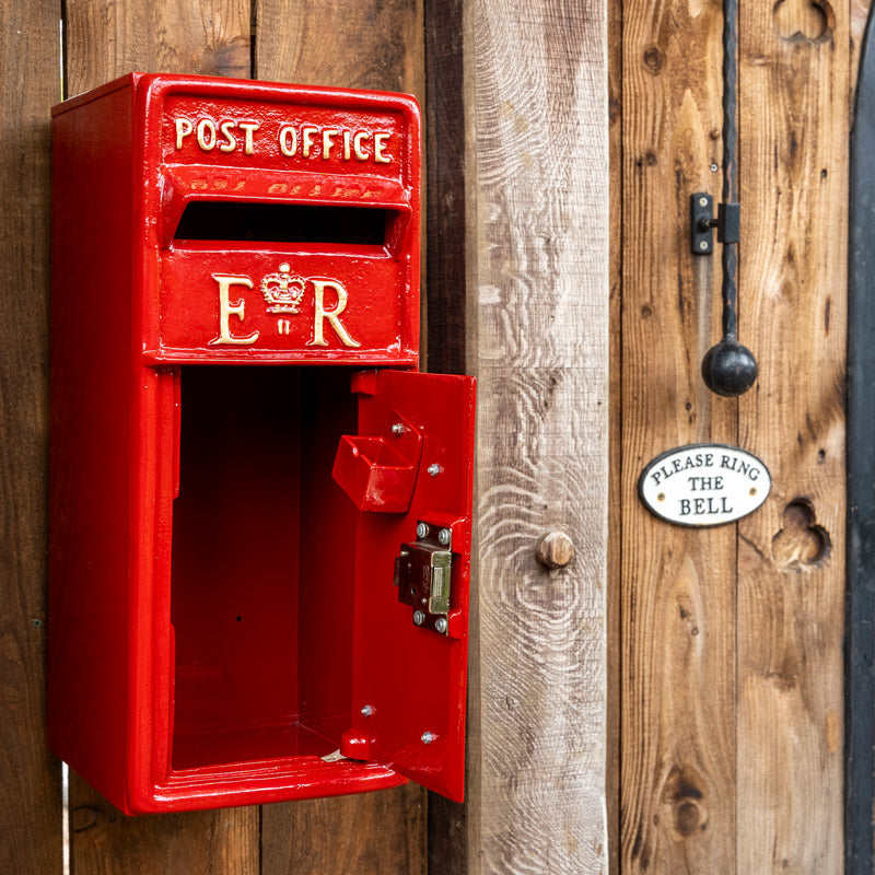 Red ER Wall Mounted Post Box.