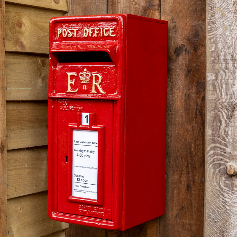 Red ER Wall Mounted Post Box.