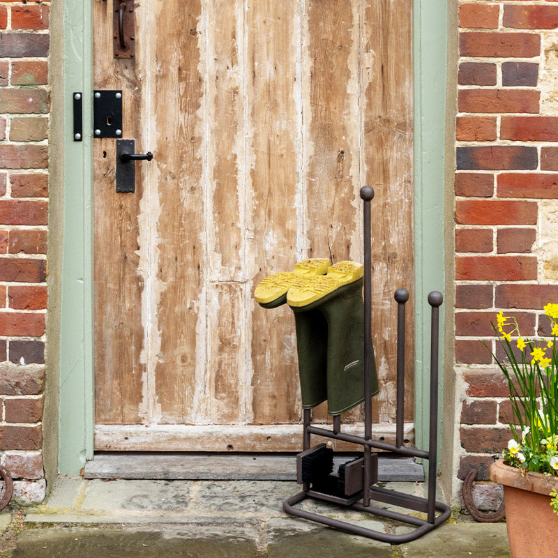 Welly Boot Rack Scraper and Brush.