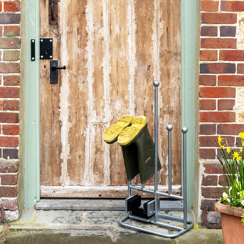 Welly Boot Rack Scraper and Brush.