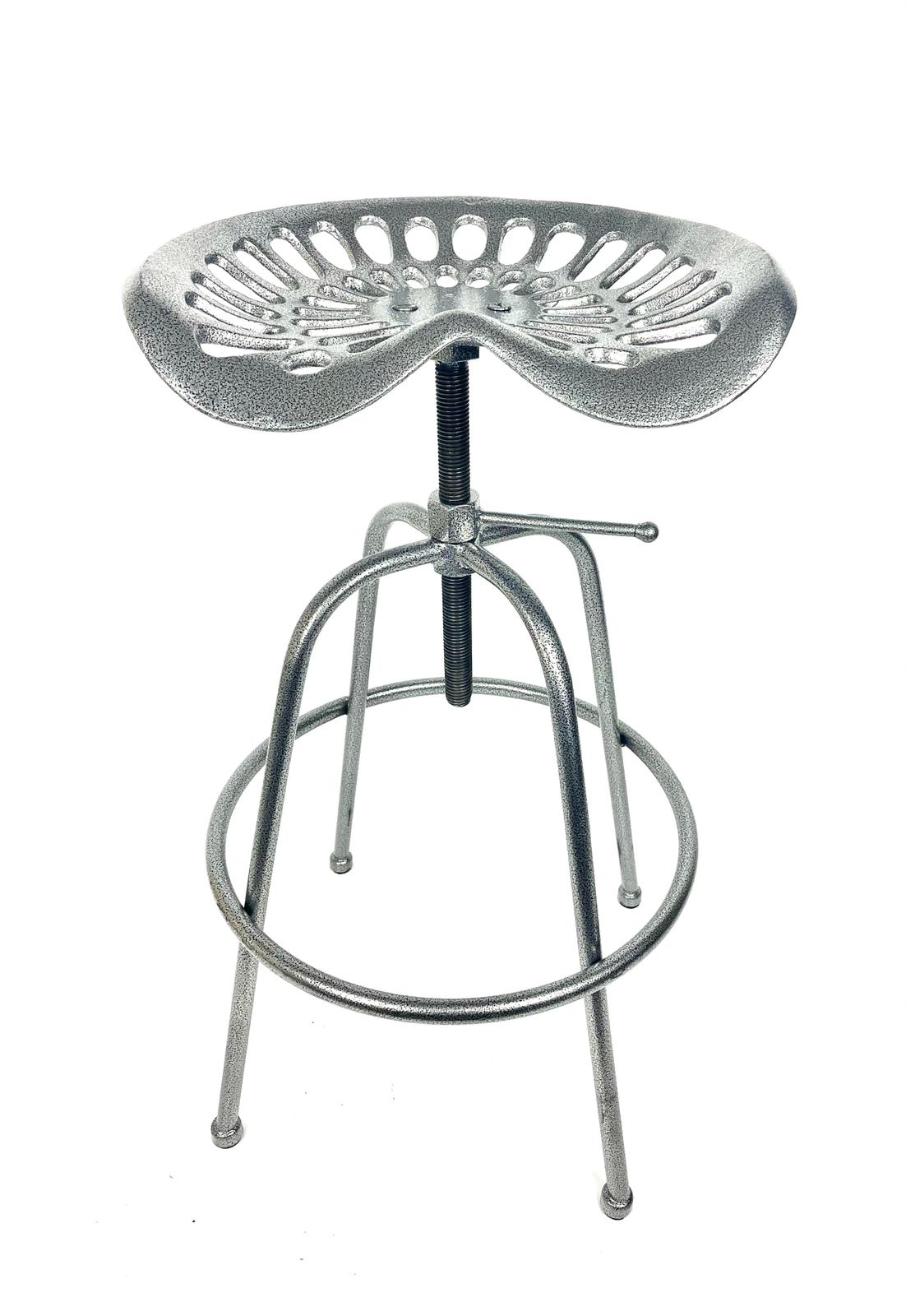 Tractor Seat Metal Bar Stool Silver.