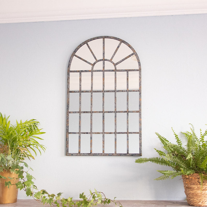 Curved Window Pane Mirror.