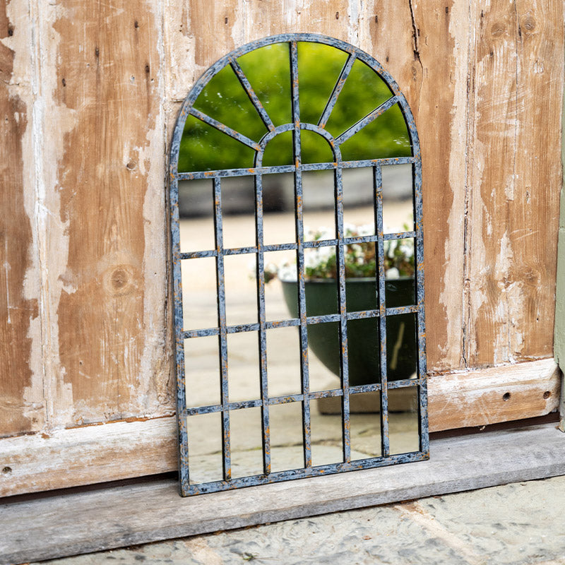 Curved Window Pane Mirror.