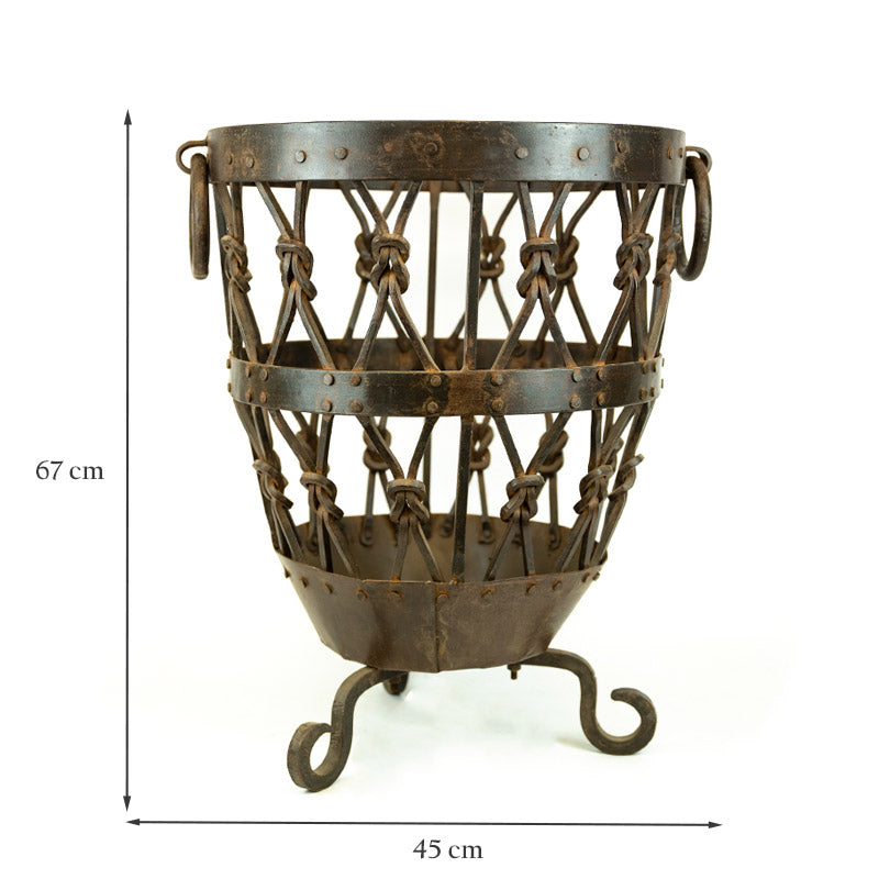 Large Wrought Iron Log Basket.