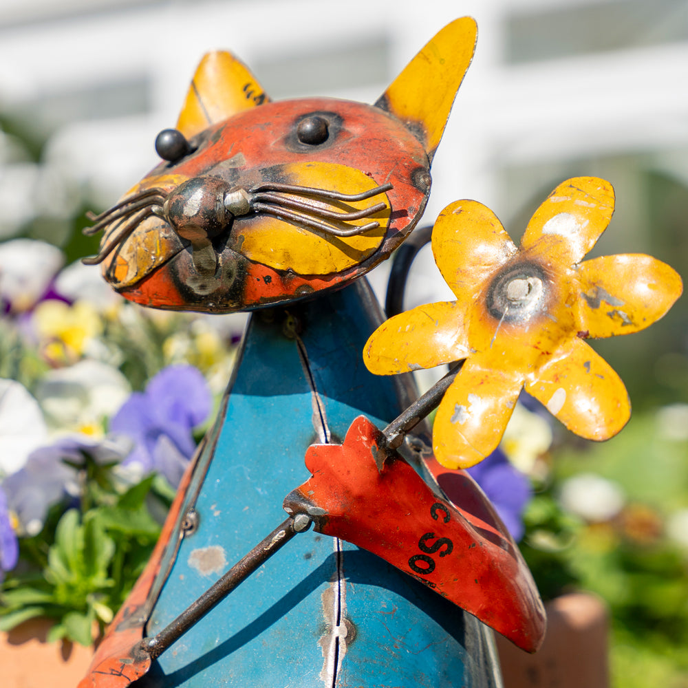 Pair of Upcycled Metal Cat Ornaments.