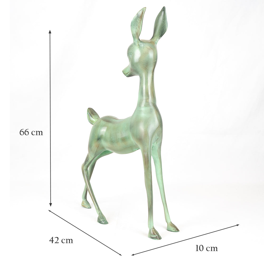 Outdoor Deer Ornament - Set of Two | Verdigris Effect Garden Statue.