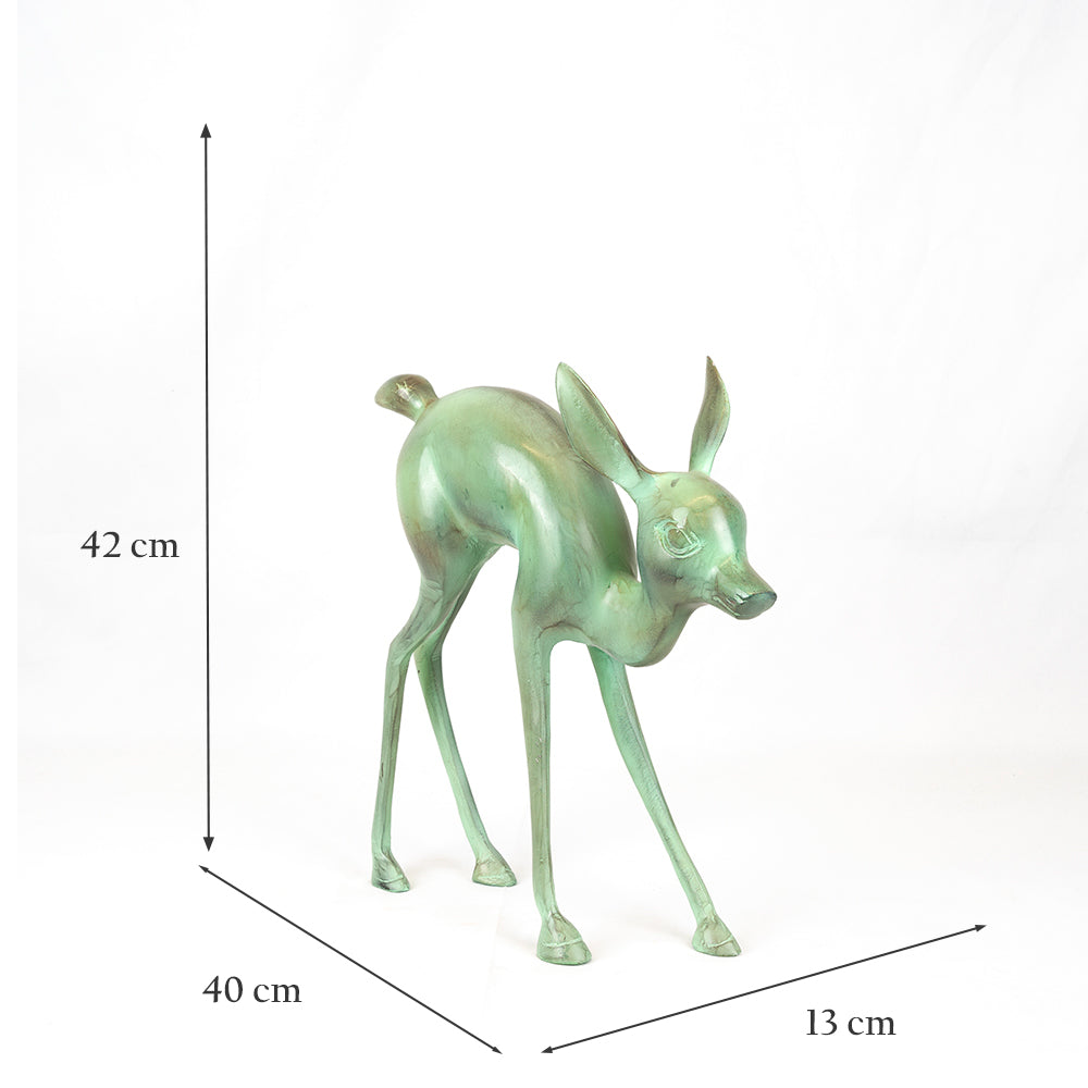 Outdoor Deer Ornament - Set of Two | Verdigris Effect Garden Statue.