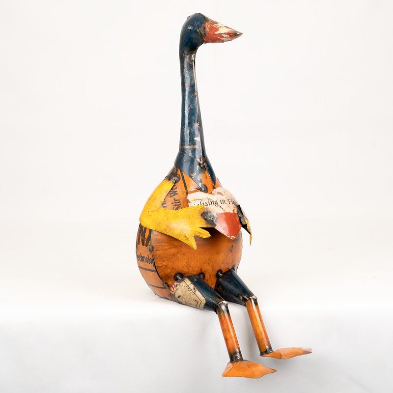 Handmade Tin Upcycled Sitting Duck Garden Ornament.