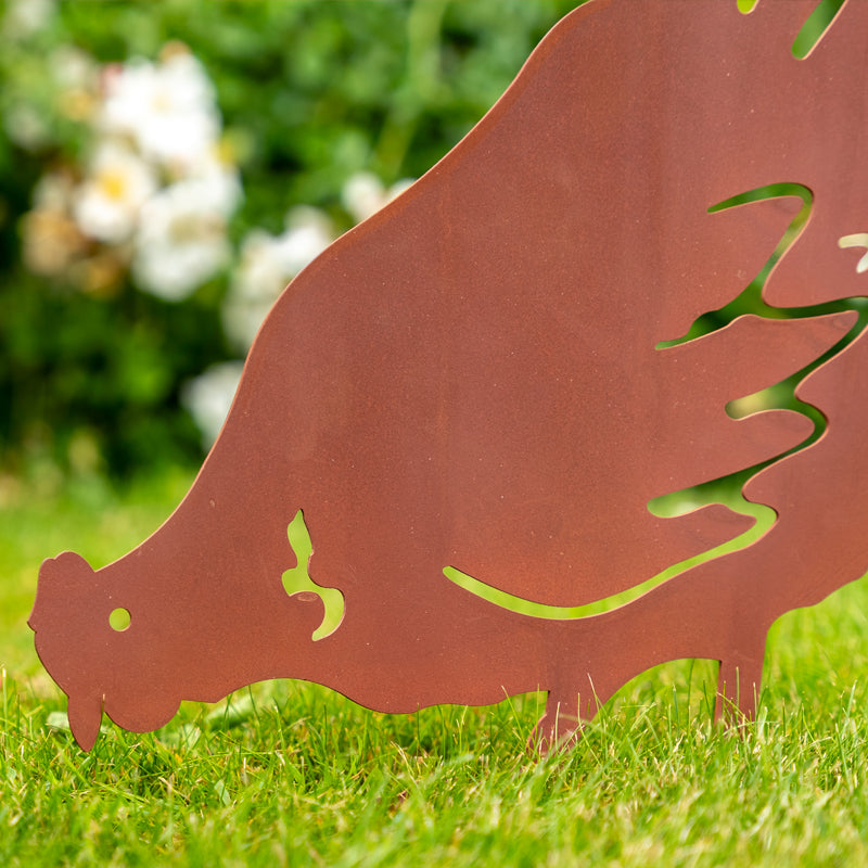 Pair of Metal Chickens Garden Ornament Hens.