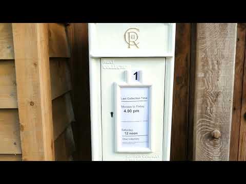 White CR 'Charles Rex' Cast Iron Post Box.
