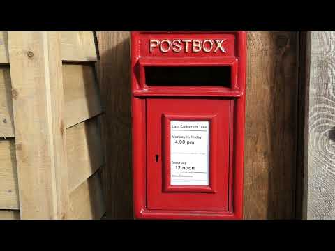 Traditional Cast Iron Red Post Box With Stand.