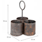 Small Metal Spice Planter | Three-Section Herb Holder.