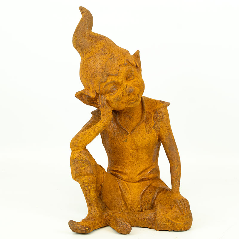 Sitting Pixie Cast Iron Garden Ornament.