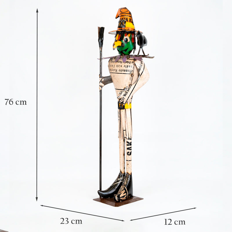 Handmade Recycled Witch Tin, Metal Witch Garden Scarecrow.