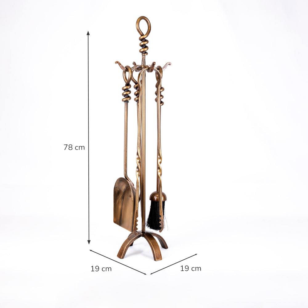 Wrought Iron Fireplace Tools Set - Brass Finish – Forge & Foundry