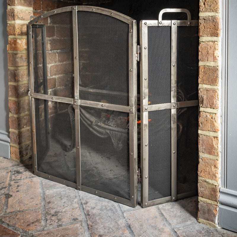 Fire Screen | Hand Riveted Panel Fire Screen – Forge & Foundry Limited