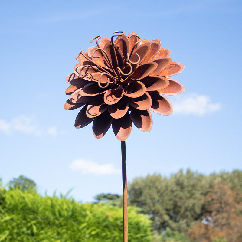 Handmade Dahlia Metal Flower Outdoor Garden Art Available in Two