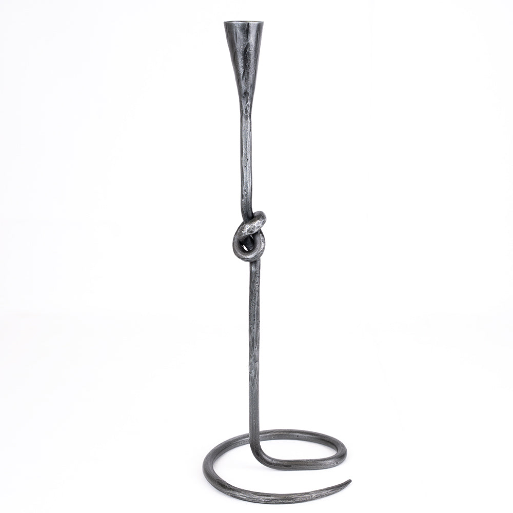 Hand Forged Iron Knot Candle Holder - Rustic Metal Taper Stand - Unique Iron Anniversary Gift