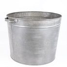 A galvanized metal bucket with a flat side handle, shown on a plain white background.