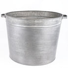 A galvanized metal bucket with side handles, shown on a plain white background.
