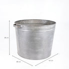 Galvanized metal bucket with handle, shown with dimension lines indicating a height of 36 cm, width of 46 cm, and depth of 53 cm on a white background.