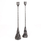 Pair of Hand Forged Mountain Candlesticks - Rustic Wabi Sabi Taper Holders