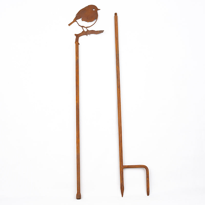 Small Robin Ornament Laser Art Robin On Stake - Forge & Foundry Limited