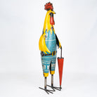 Recycled / Upcycled Tin Rooster with Umbrella Statue