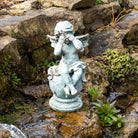 Cast Iron Sitting Cherub in Verdigris Finish