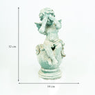 Cast Iron Sitting Cherub in Verdigris Finish
