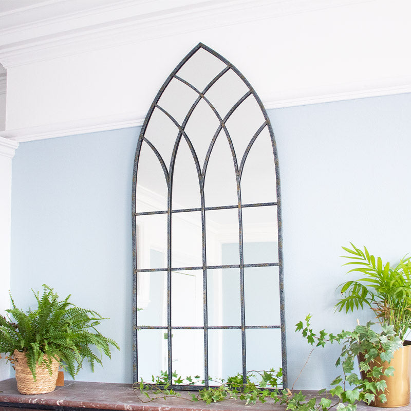 Tall Arched Metal Glass Mirror
