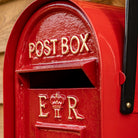 Iconic British Red ER Mailbox | Weatherproof American Style Cast Aluminum Post & Parcel Box