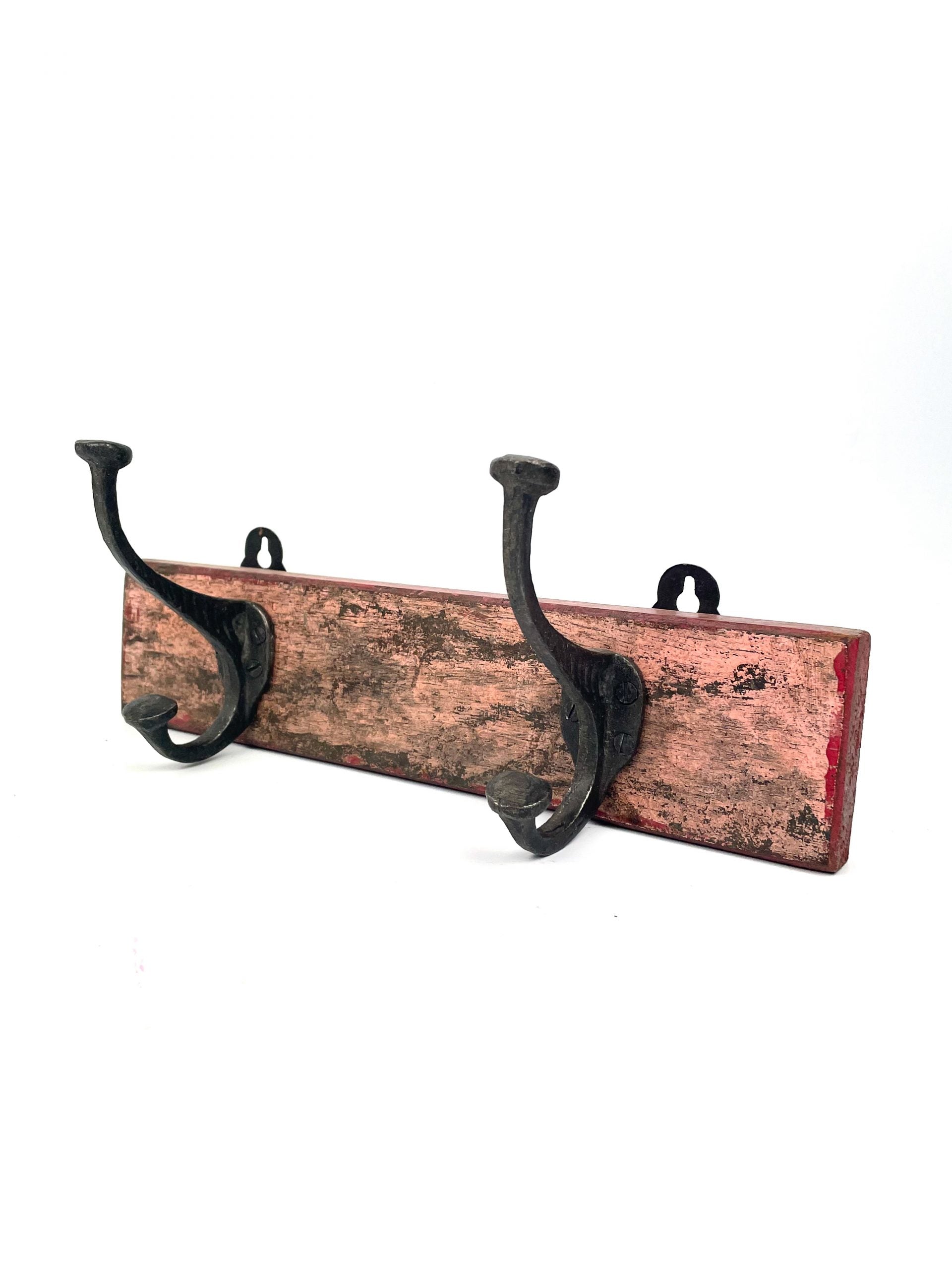 Decorative Vintage Coat Hooks on Wood Base.
