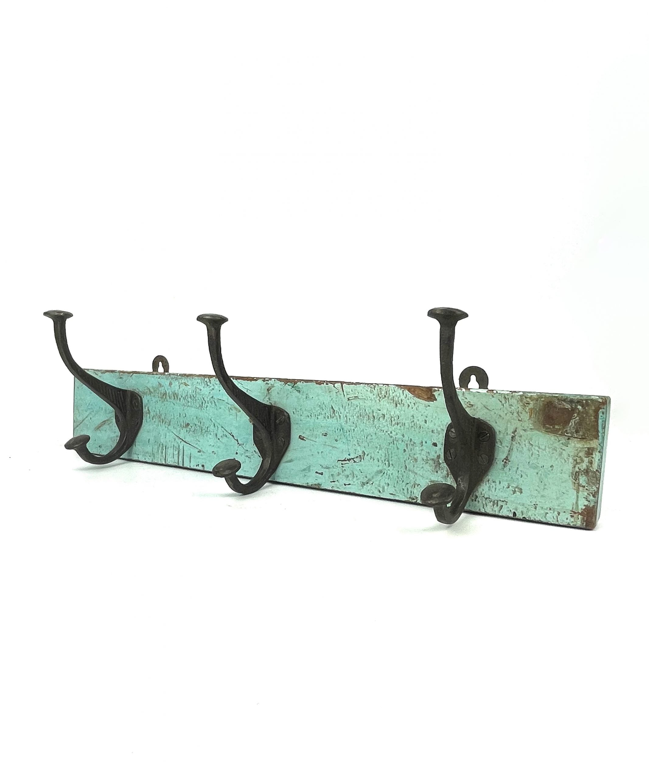 Decorative Vintage Coat Hooks on Wood Base.